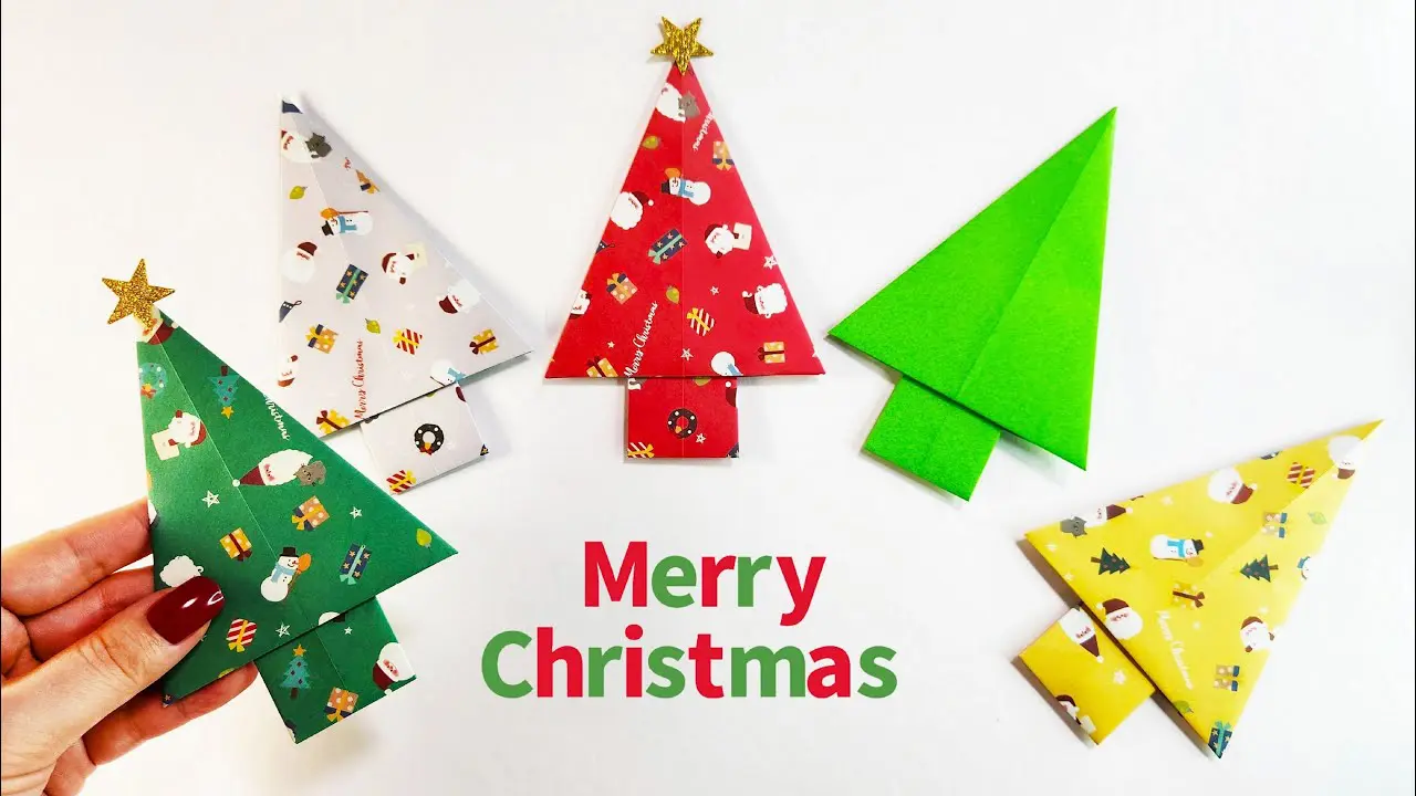 れんこんページ(折り紙 クリスマスツリーと猫 50枚 ハンドメイド